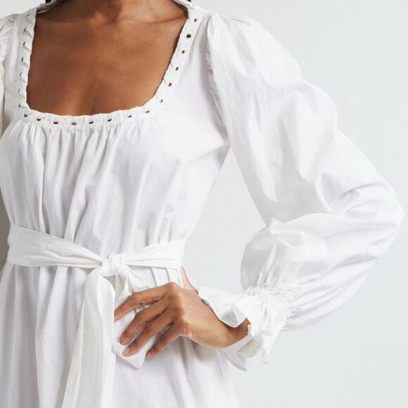 NWT Ramy Brook “Kayleigh” long sleeve white cotton mini dress Size M - Picture 5 of 13